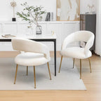 Lot de 6 chaises de salle à manger en velours vert/beige/gris/noir/bleu marine à dossier ouvert, pour 6 personnes