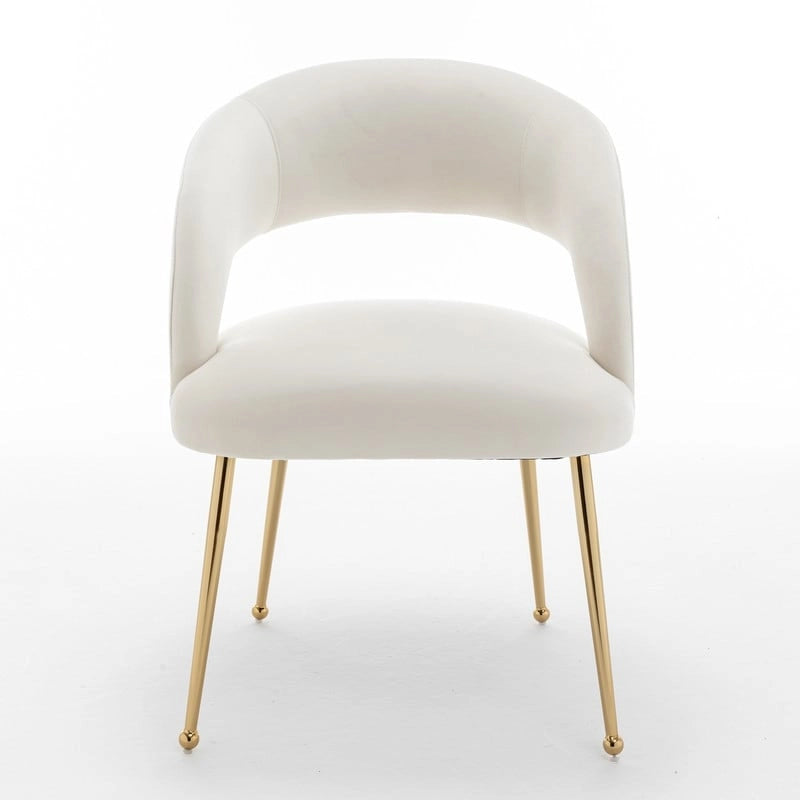 Lot de 6 chaises de salle à manger en velours vert/beige/gris/noir/bleu marine à dossier ouvert, pour 6 personnes