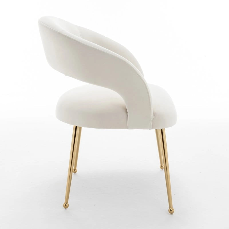 Lot de 6 chaises de salle à manger en velours vert/beige/gris/noir/bleu marine à dossier ouvert, pour 6 personnes