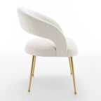 Lot de 6 chaises de salle à manger en velours vert/beige/gris/noir/bleu marine à dossier ouvert, pour 6 personnes