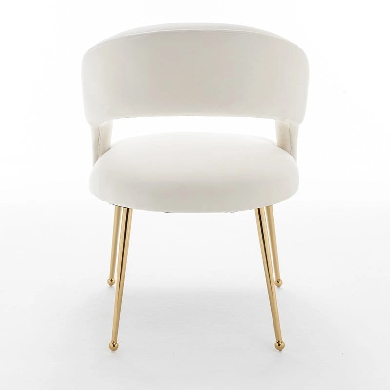 Lot de 6 chaises de salle à manger en velours vert/beige/gris/noir/bleu marine à dossier ouvert, pour 6 personnes