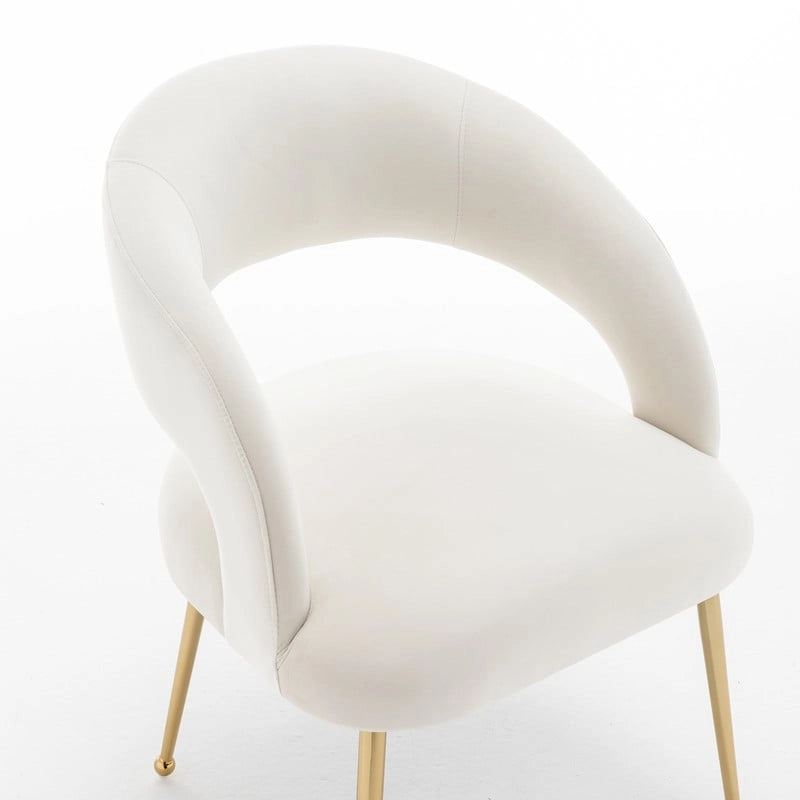 Lot de 6 chaises de salle à manger en velours vert/beige/gris/noir/bleu marine à dossier ouvert, pour 6 personnes