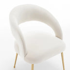 Lot de 6 chaises de salle à manger en velours vert/beige/gris/noir/bleu marine à dossier ouvert, pour 6 personnes