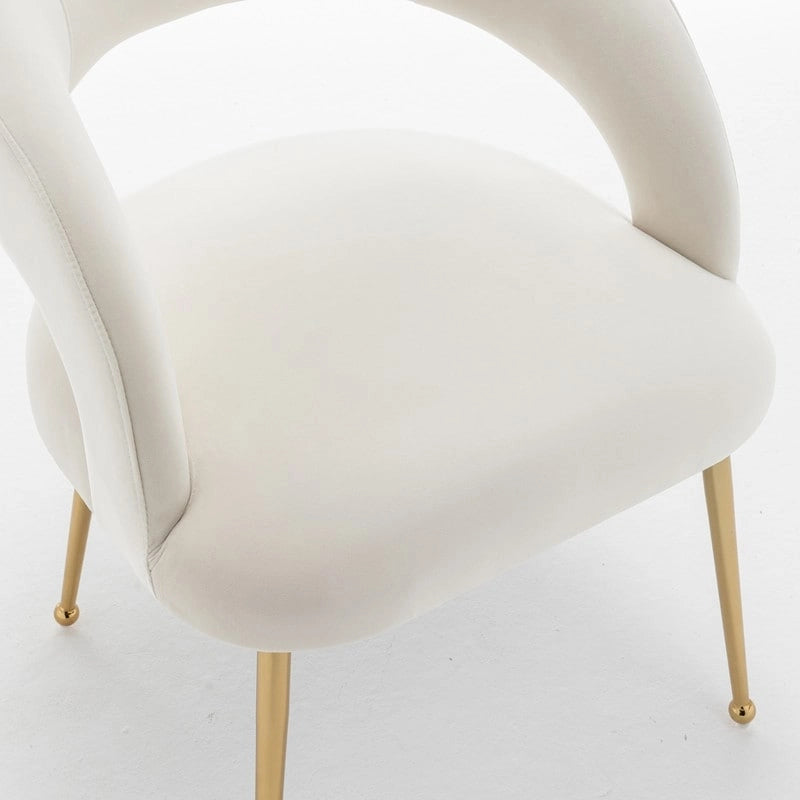 Lot de 6 chaises de salle à manger en velours vert/beige/gris/noir/bleu marine à dossier ouvert, pour 6 personnes