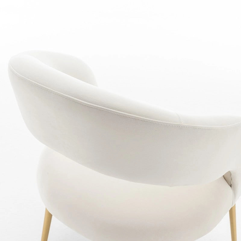 Lot de 6 chaises de salle à manger en velours vert/beige/gris/noir/bleu marine à dossier ouvert, pour 6 personnes