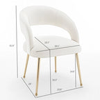 Lot de 6 chaises de salle à manger en velours vert/beige/gris/noir/bleu marine à dossier ouvert, pour 6 personnes