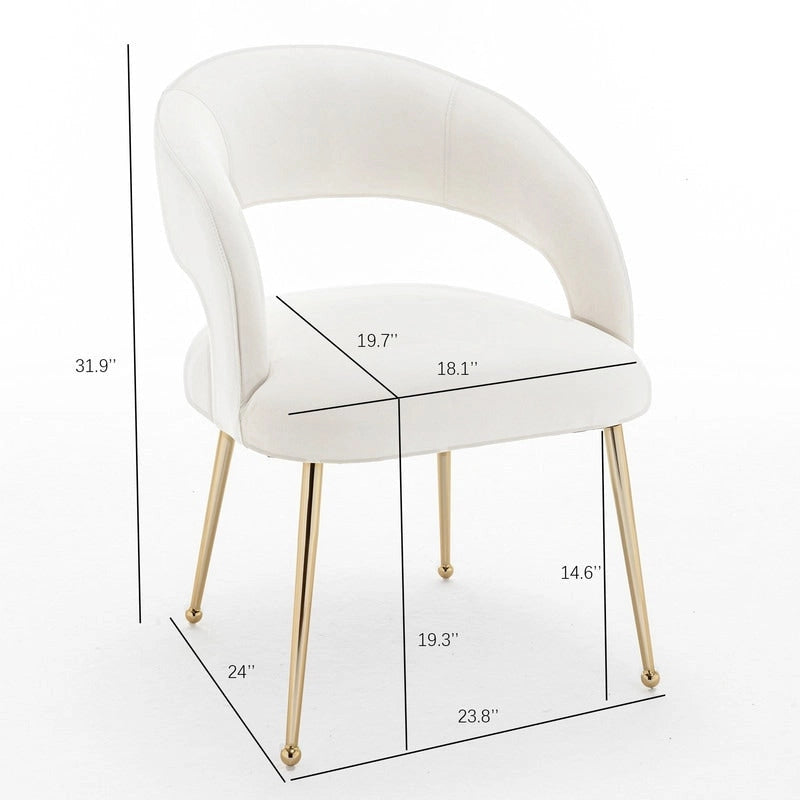 Lot de 6 chaises de salle à manger en velours vert/beige/gris/noir/bleu marine à dossier ouvert, pour 6 personnes