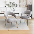 Lot de 6 chaises de salle à manger en velours vert/beige/gris/noir/bleu marine à dossier ouvert, pour 6 personnes