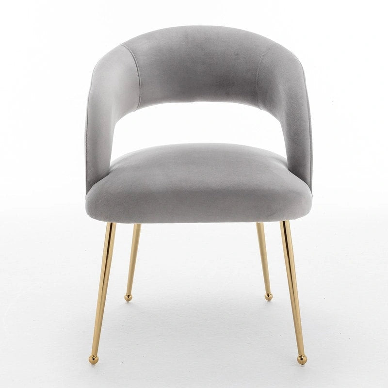 Lot de 6 chaises de salle à manger en velours vert/beige/gris/noir/bleu marine à dossier ouvert, pour 6 personnes