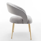 Lot de 6 chaises de salle à manger en velours vert/beige/gris/noir/bleu marine à dossier ouvert, pour 6 personnes