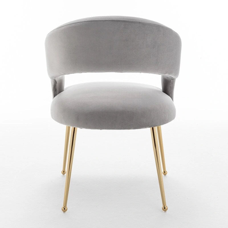 Lot de 6 chaises de salle à manger en velours vert/beige/gris/noir/bleu marine à dossier ouvert, pour 6 personnes