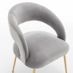 Lot de 6 chaises de salle à manger en velours vert/beige/gris/noir/bleu marine à dossier ouvert, pour 6 personnes
