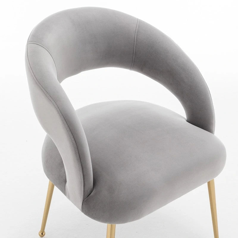 Lot de 6 chaises de salle à manger en velours vert/beige/gris/noir/bleu marine à dossier ouvert, pour 6 personnes