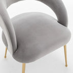 Lot de 6 chaises de salle à manger en velours vert/beige/gris/noir/bleu marine à dossier ouvert, pour 6 personnes