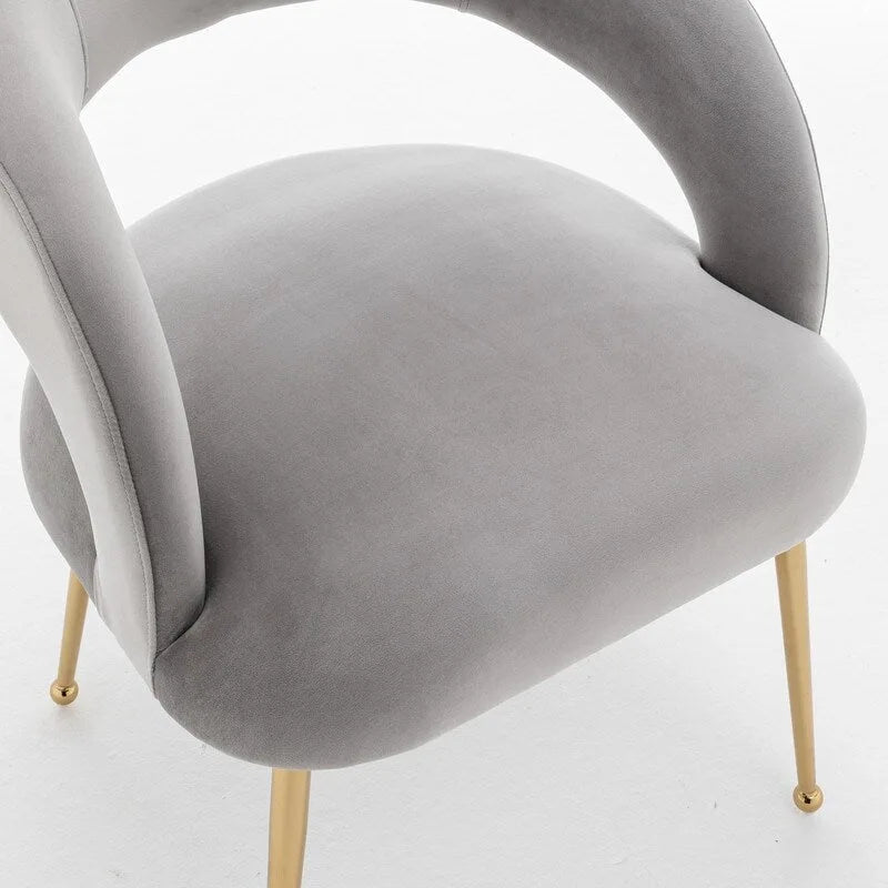 Lot de 6 chaises de salle à manger en velours vert/beige/gris/noir/bleu marine à dossier ouvert, pour 6 personnes
