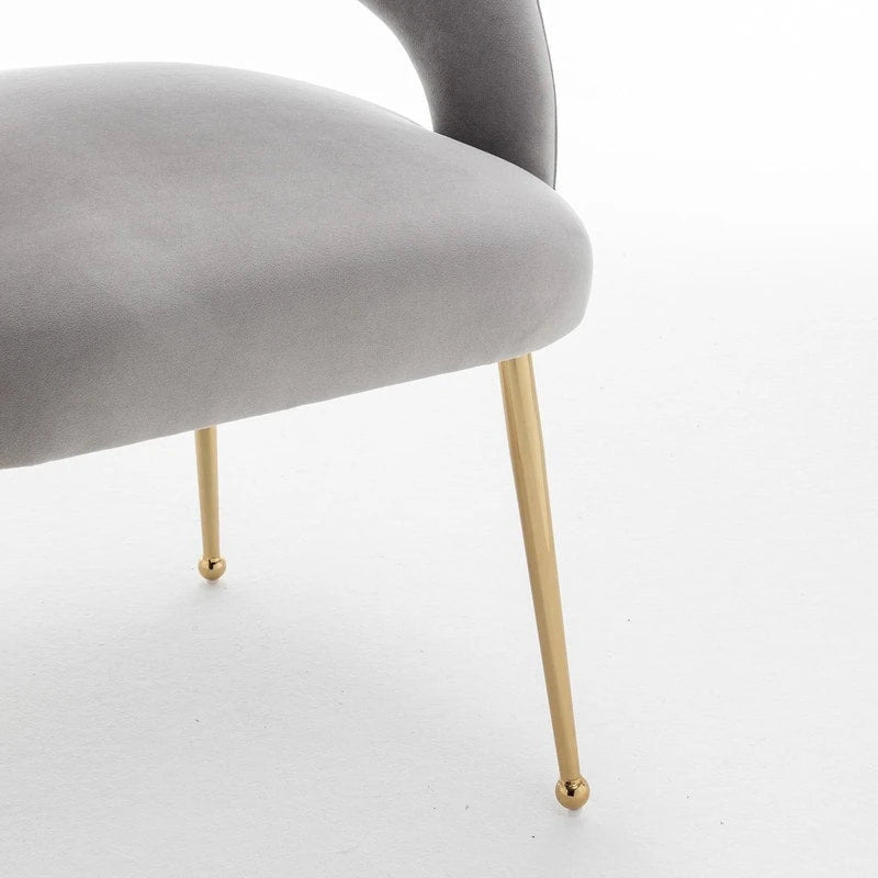 Lot de 6 chaises de salle à manger en velours vert/beige/gris/noir/bleu marine à dossier ouvert, pour 6 personnes