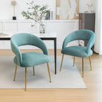 Lot de 6 chaises de salle à manger en velours vert/beige/gris/noir/bleu marine à dossier ouvert, pour 6 personnes