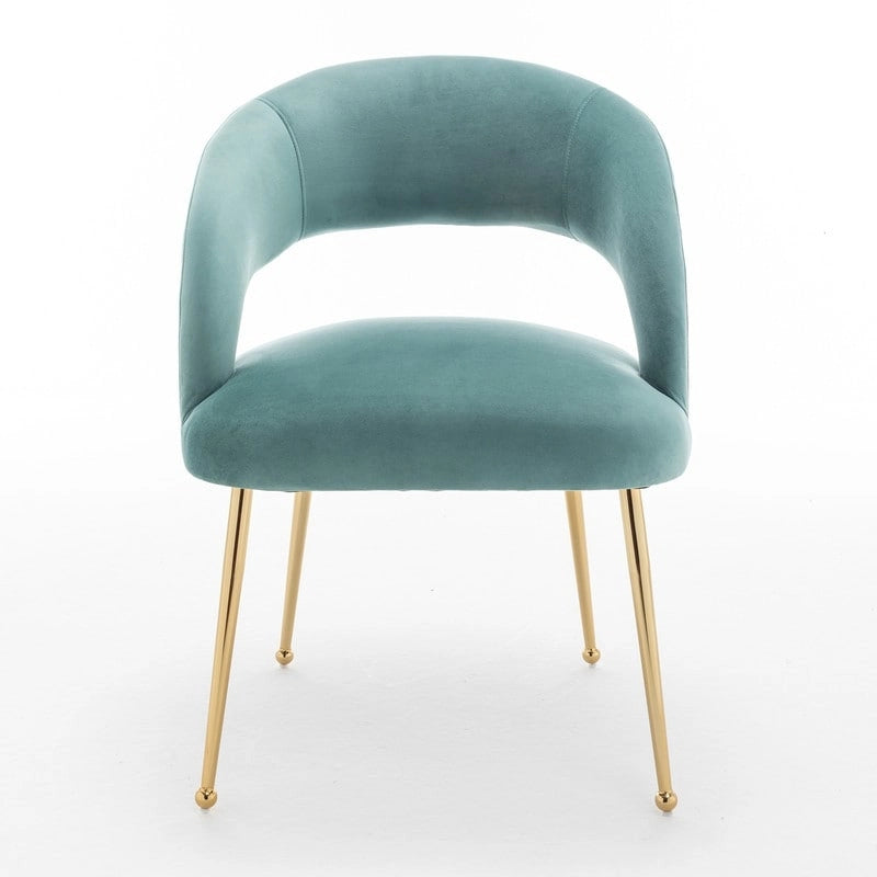 Lot de 6 chaises de salle à manger en velours vert/beige/gris/noir/bleu marine à dossier ouvert, pour 6 personnes