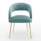 Lot de 6 chaises de salle à manger en velours vert/beige/gris/noir/bleu marine à dossier ouvert, pour 6 personnes