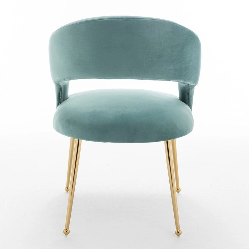 Lot de 6 chaises de salle à manger en velours vert/beige/gris/noir/bleu marine à dossier ouvert, pour 6 personnes