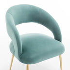 Lot de 6 chaises de salle à manger en velours vert/beige/gris/noir/bleu marine à dossier ouvert, pour 6 personnes