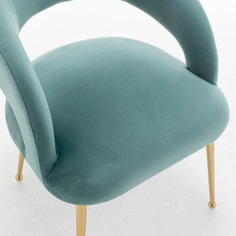Lot de 6 chaises de salle à manger en velours vert/beige/gris/noir/bleu marine à dossier ouvert, pour 6 personnes