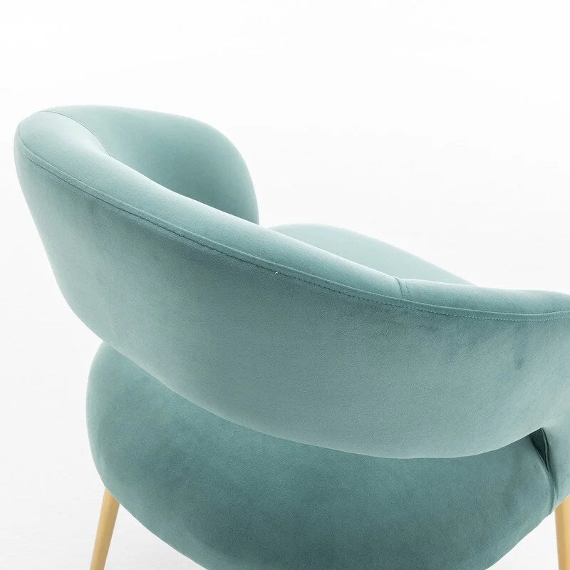 Lot de 6 chaises de salle à manger en velours vert/beige/gris/noir/bleu marine à dossier ouvert, pour 6 personnes