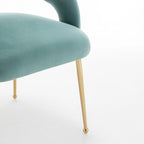 Lot de 6 chaises de salle à manger en velours vert/beige/gris/noir/bleu marine à dossier ouvert, pour 6 personnes