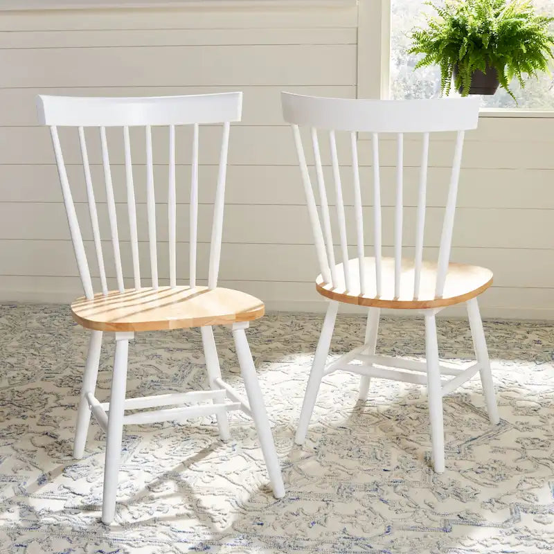 Chaise de salle à manger en bois avec dossier à fuseaux style ferme, 14 couleurs, pour 2 personnes (Lot de 2)
