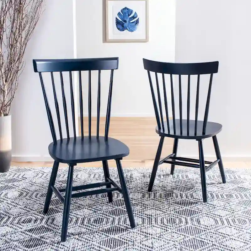 Chaise de salle à manger en bois avec dossier à fuseaux style ferme, 14 couleurs, pour 2 personnes (Lot de 2)