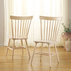 Chaise de salle à manger en bois avec dossier à fuseaux style ferme, 14 couleurs, pour 2 personnes (Lot de 2)