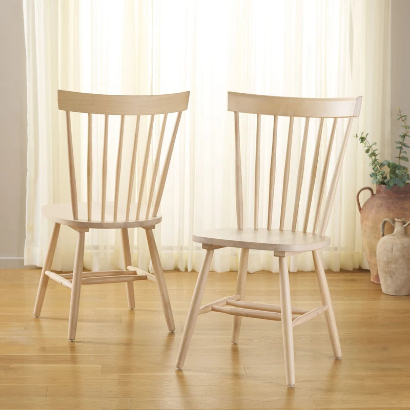 Chaise de salle à manger en bois avec dossier à fuseaux style ferme, 14 couleurs, pour 2 personnes (Lot de 2)