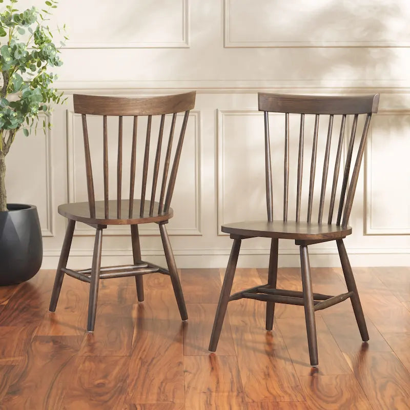 Chaise de salle à manger en bois avec dossier à fuseaux style ferme, 14 couleurs, pour 2 personnes (Lot de 2)