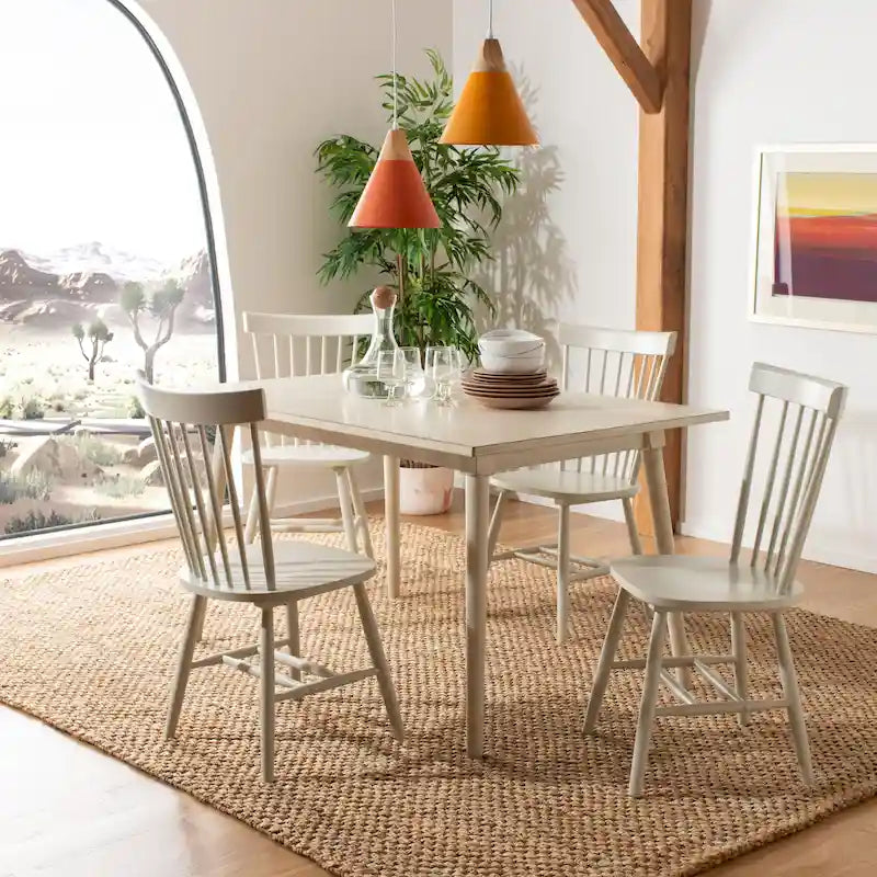 Chaise de salle à manger en bois avec dossier à fuseaux style ferme, 14 couleurs, pour 2 personnes (Lot de 2)