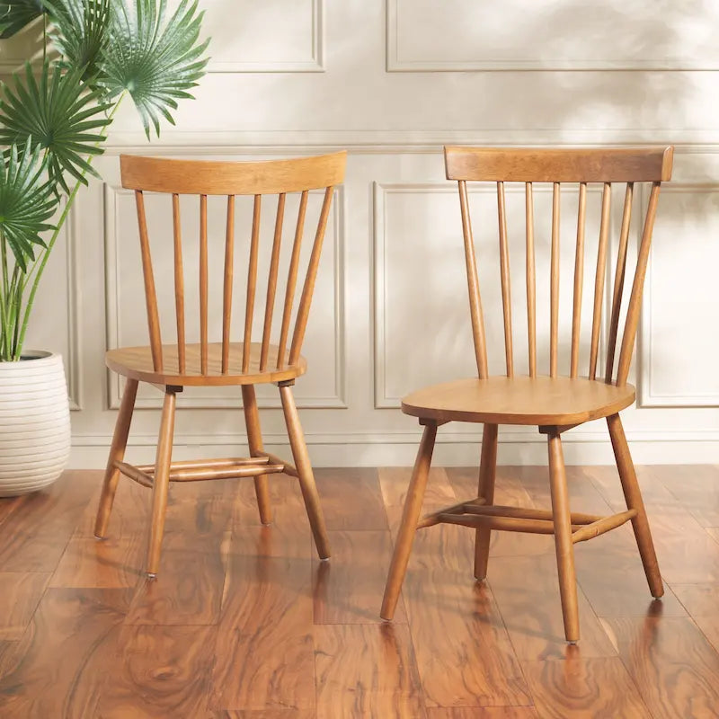 Chaise de salle à manger en bois avec dossier à fuseaux style ferme, 14 couleurs, pour 2 personnes (Lot de 2)