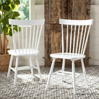 Chaise de salle à manger en bois avec dossier à fuseaux style ferme, 14 couleurs, pour 2 personnes (Lot de 2)
