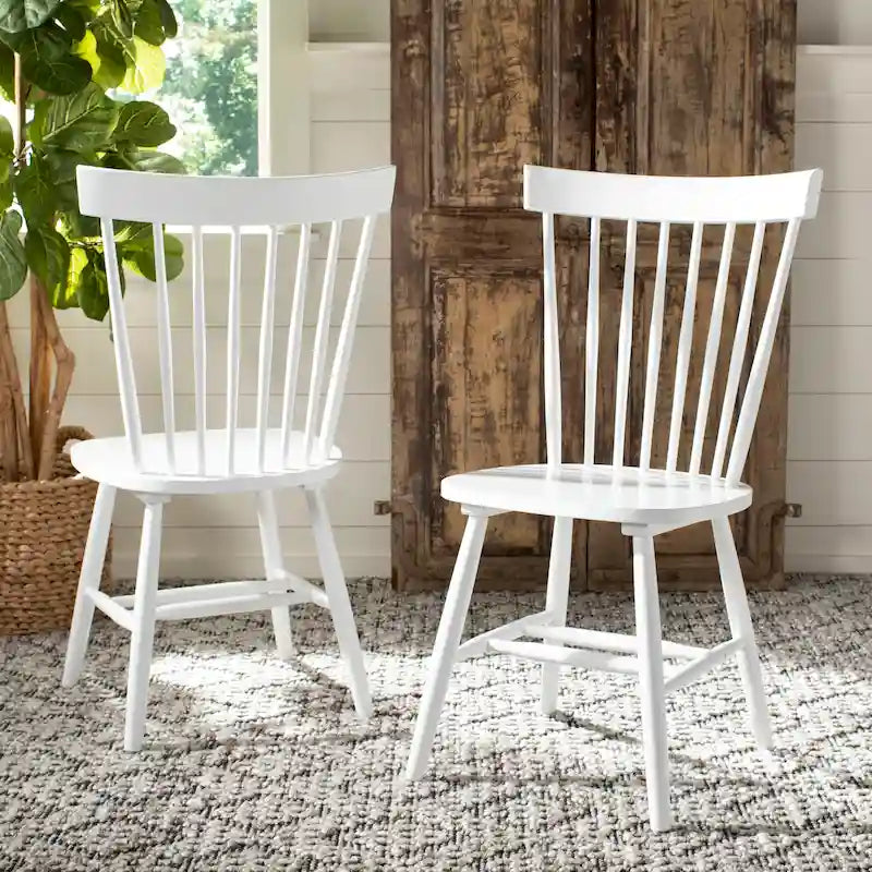 Chaise de salle à manger en bois avec dossier à fuseaux style ferme, 14 couleurs, pour 2 personnes (Lot de 2)