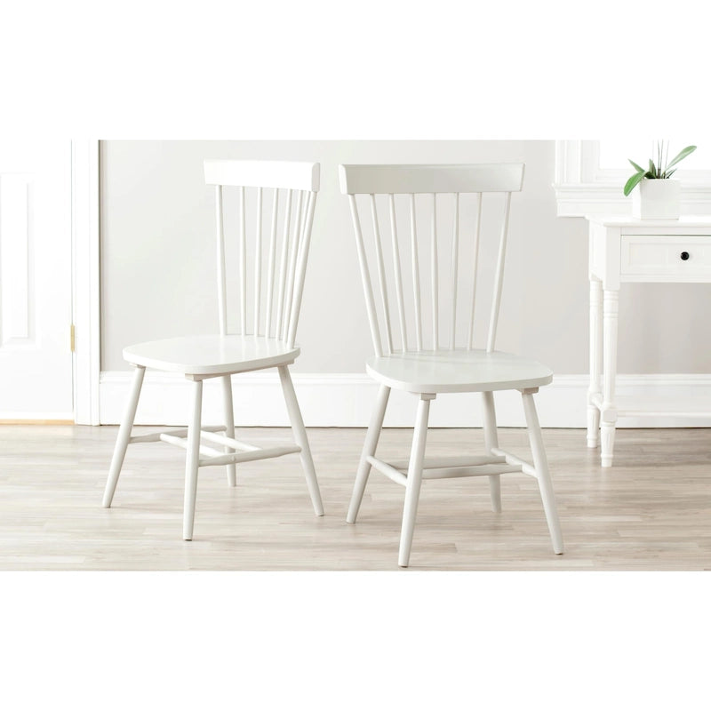 Chaise de salle à manger en bois avec dossier à fuseaux style ferme, 14 couleurs, pour 2 personnes (Lot de 2)
