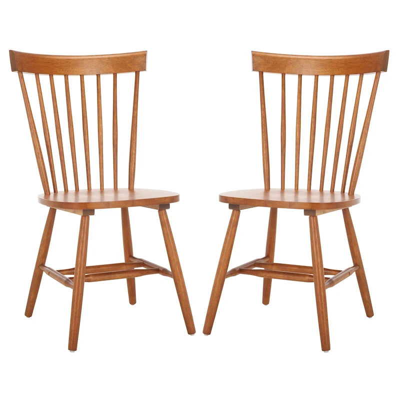 Chaise de salle à manger en bois avec dossier à fuseaux style ferme, 14 couleurs, pour 2 personnes (Lot de 2)