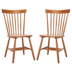 Chaise de salle à manger en bois avec dossier à fuseaux style ferme, 14 couleurs, pour 2 personnes (Lot de 2)