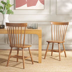 Chaise de salle à manger en bois avec dossier à fuseaux style ferme, 14 couleurs, pour 2 personnes (Lot de 2)