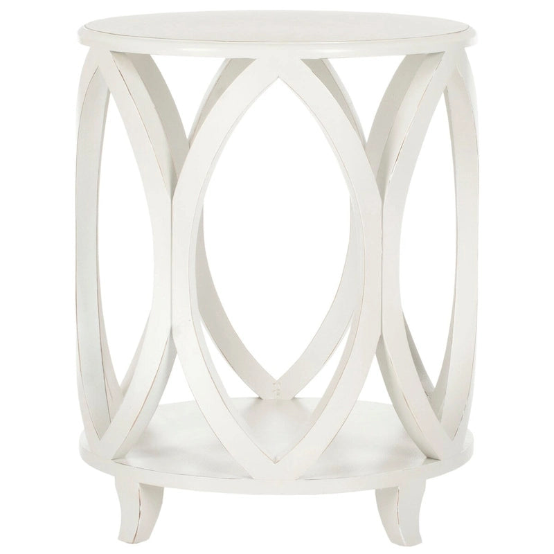 Table d'appoint moderne géométrique en bois de peuplier blanc cassé/vert sarcelle foncé/gris cendré