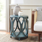 Table d'appoint moderne géométrique en bois de peuplier blanc cassé/vert sarcelle foncé/gris cendré