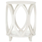 Table d'appoint moderne géométrique en bois de peuplier blanc cassé/vert sarcelle foncé/gris cendré