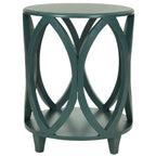 Table d'appoint moderne géométrique en bois de peuplier blanc cassé/vert sarcelle foncé/gris cendré