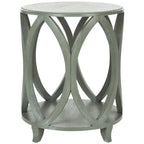 Table d'appoint moderne géométrique en bois de peuplier blanc cassé/vert sarcelle foncé/gris cendré