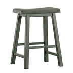 Tabouret de comptoir sans dossier en bois d'hévéa vieilli 7 couleurs avec siège en forme de selle pour 2 (Lot de 2)