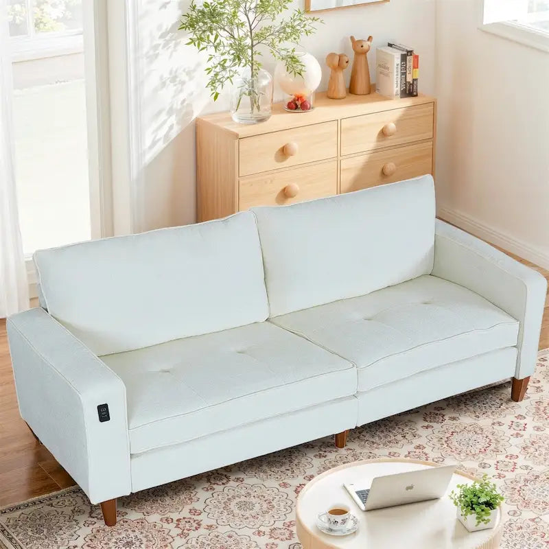 Causeuse moderne touffetée en chenille 8 couleurs avec port USB et housses amovibles pour 2-3 personnes
