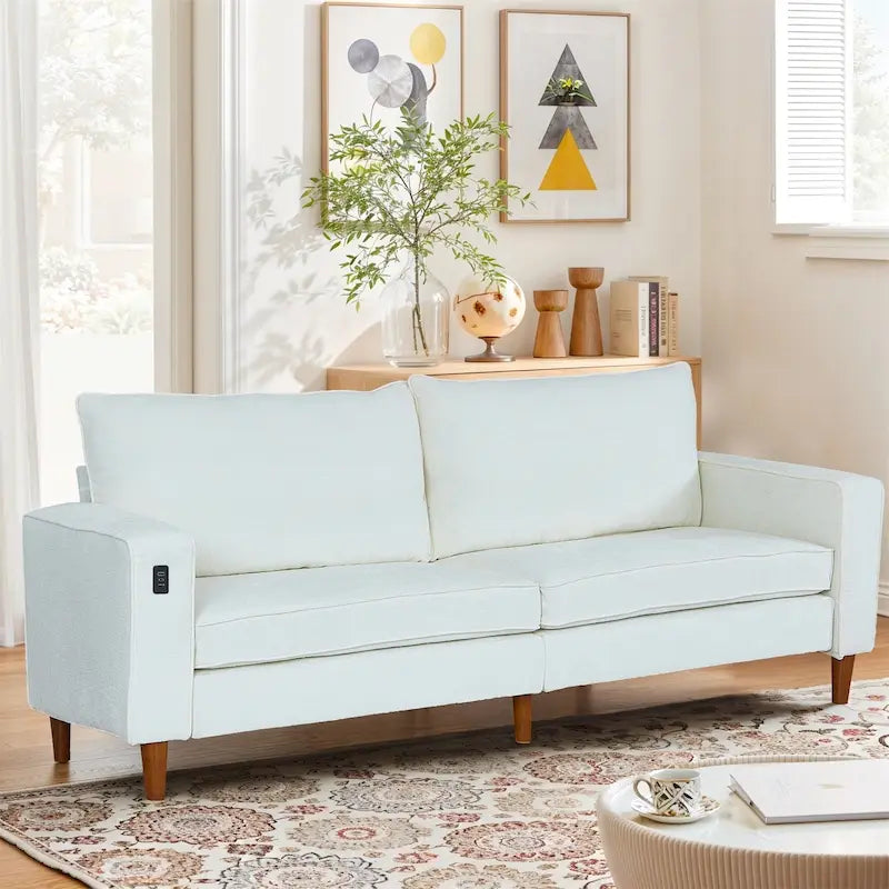 Causeuse moderne touffetée en chenille 8 couleurs avec port USB et housses amovibles pour 2-3 personnes