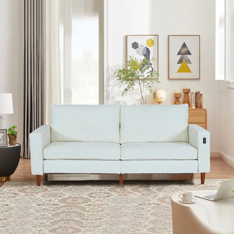 Causeuse moderne touffetée en chenille 8 couleurs avec port USB et housses amovibles pour 2-3 personnes
